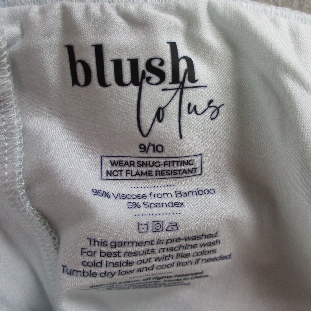 Blush Lotus Bamboo Pajama Set Girls 9/10 Blue Smiley Face Print Soft Lounge - Picture 8 of 9